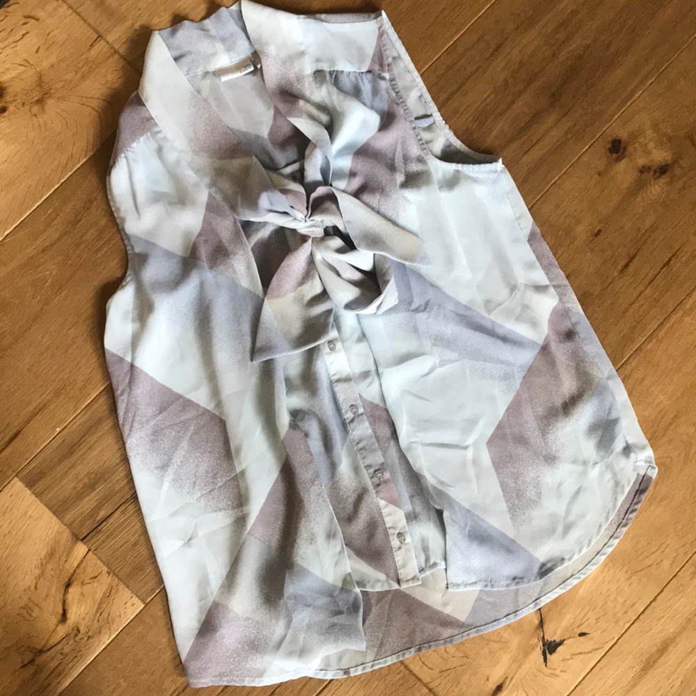 Blue, grey, purple work blouse